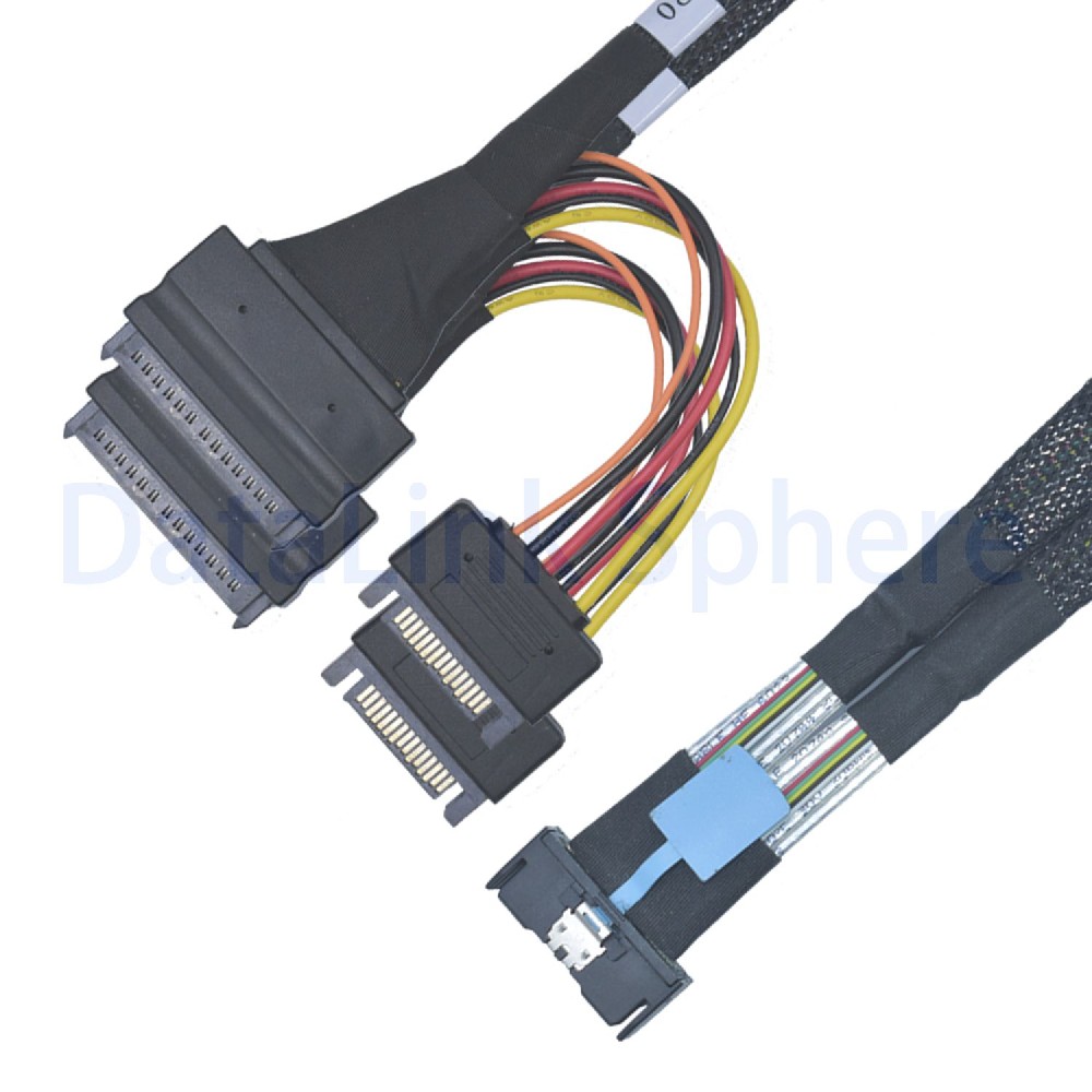 PCIe 4.0 MCIO x8 to 2 x SFF-8639 Cable