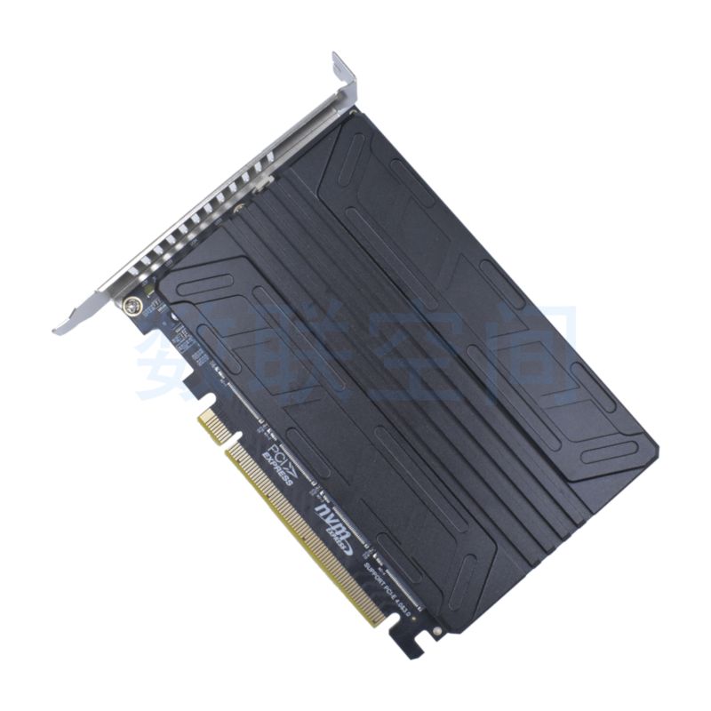 PCIe4.0 x16 转 4 x M.2(Key-M)扩展卡配铝散热片