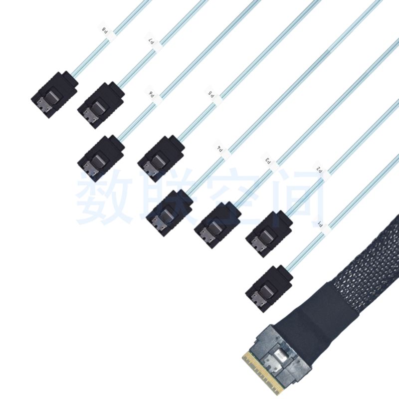 PCIe 4.0 SFF-8654 TO 8SATA 转接线（直头）
