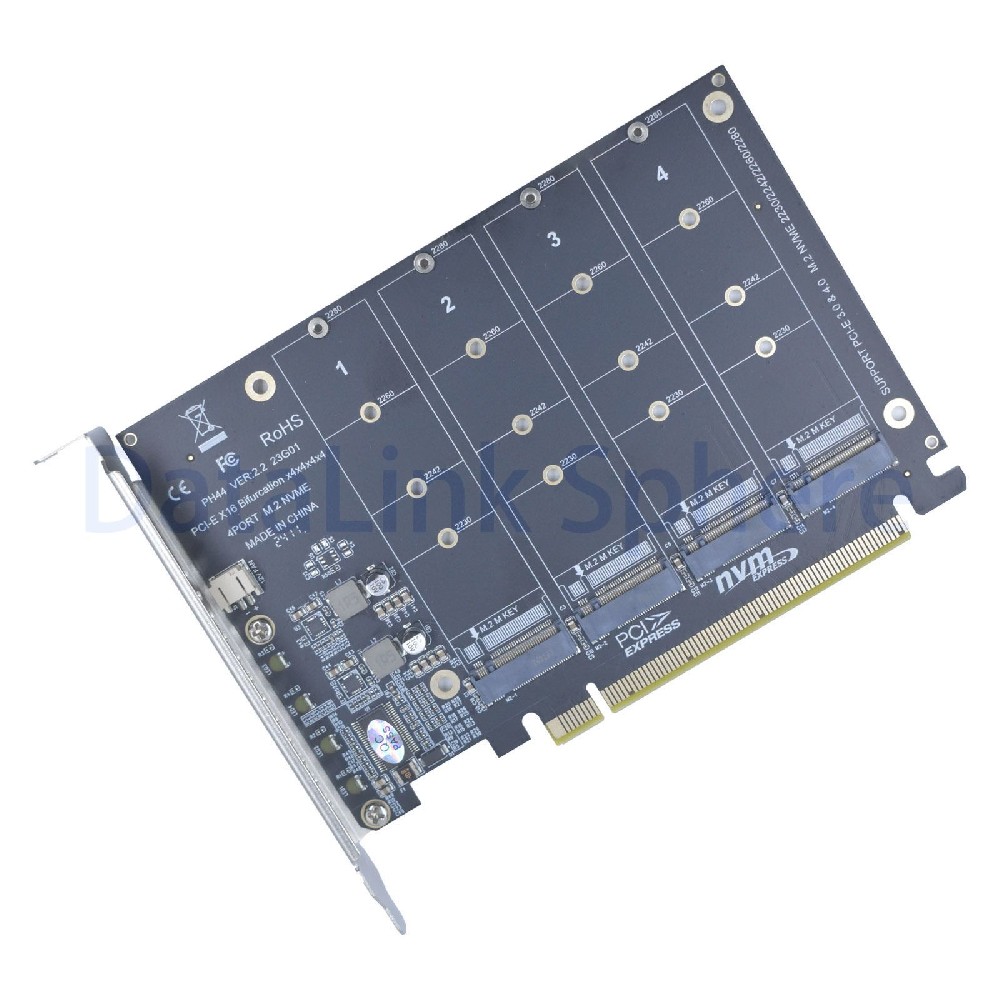PCIe 4.0 x16 to 4 M.2 Adapter Expansion Card