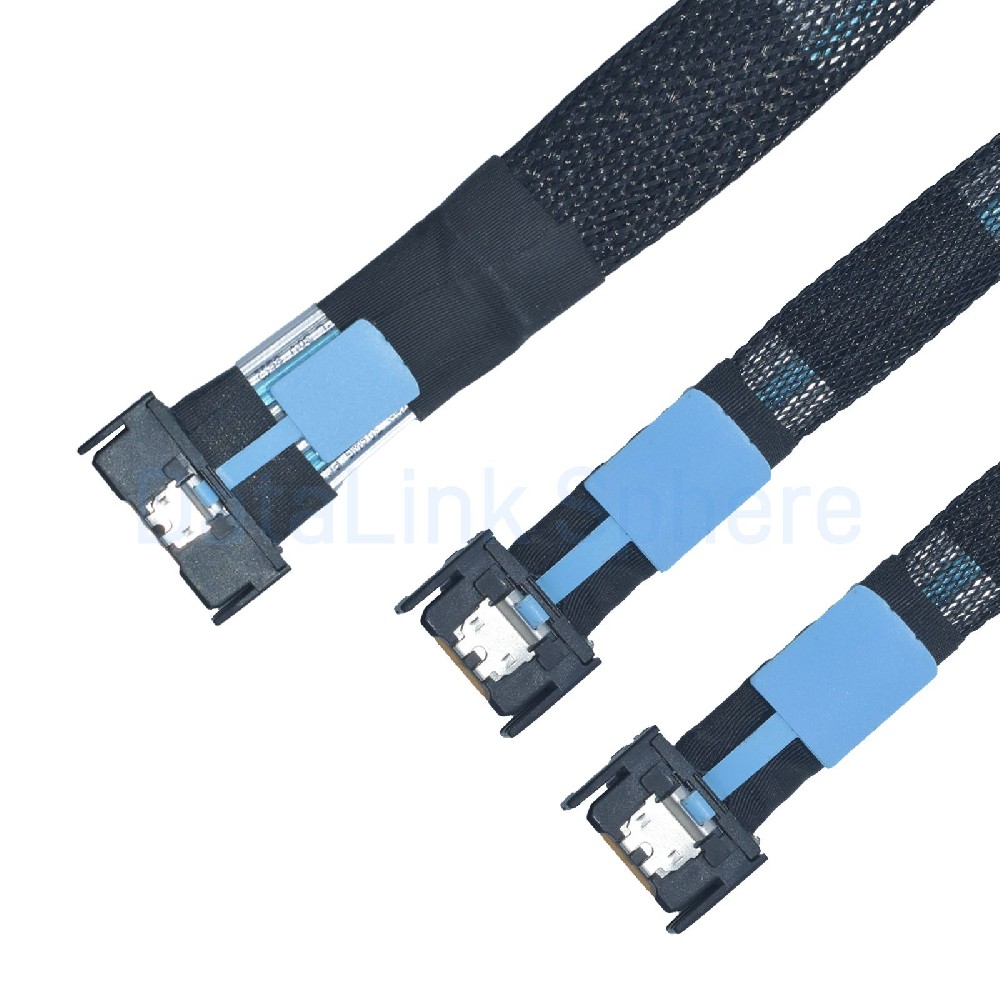 PCIe 5.0 MCIO x8 to 2 MCIO x4 Cable