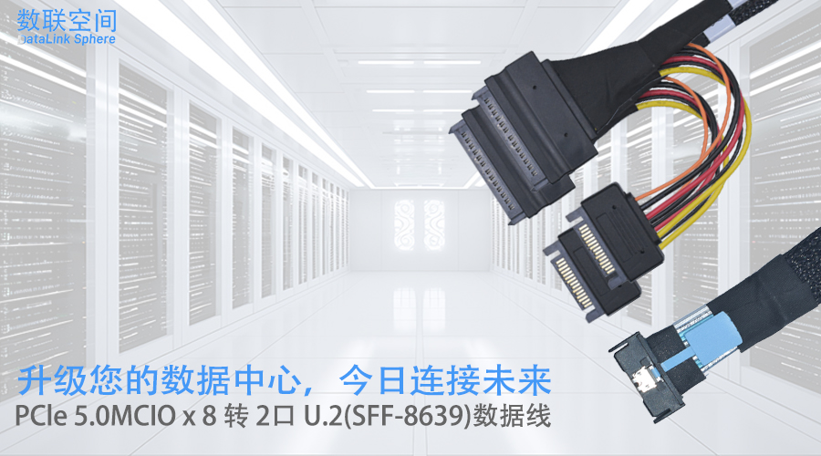 数联空间 Gen5 PCIe 5.0  MCIOx8 转 2口 U.2 SFF-8639 NVMe 协议SSD固态硬盘连接线转接线数据线服务器数据中心台式机电脑传输线1.jpg