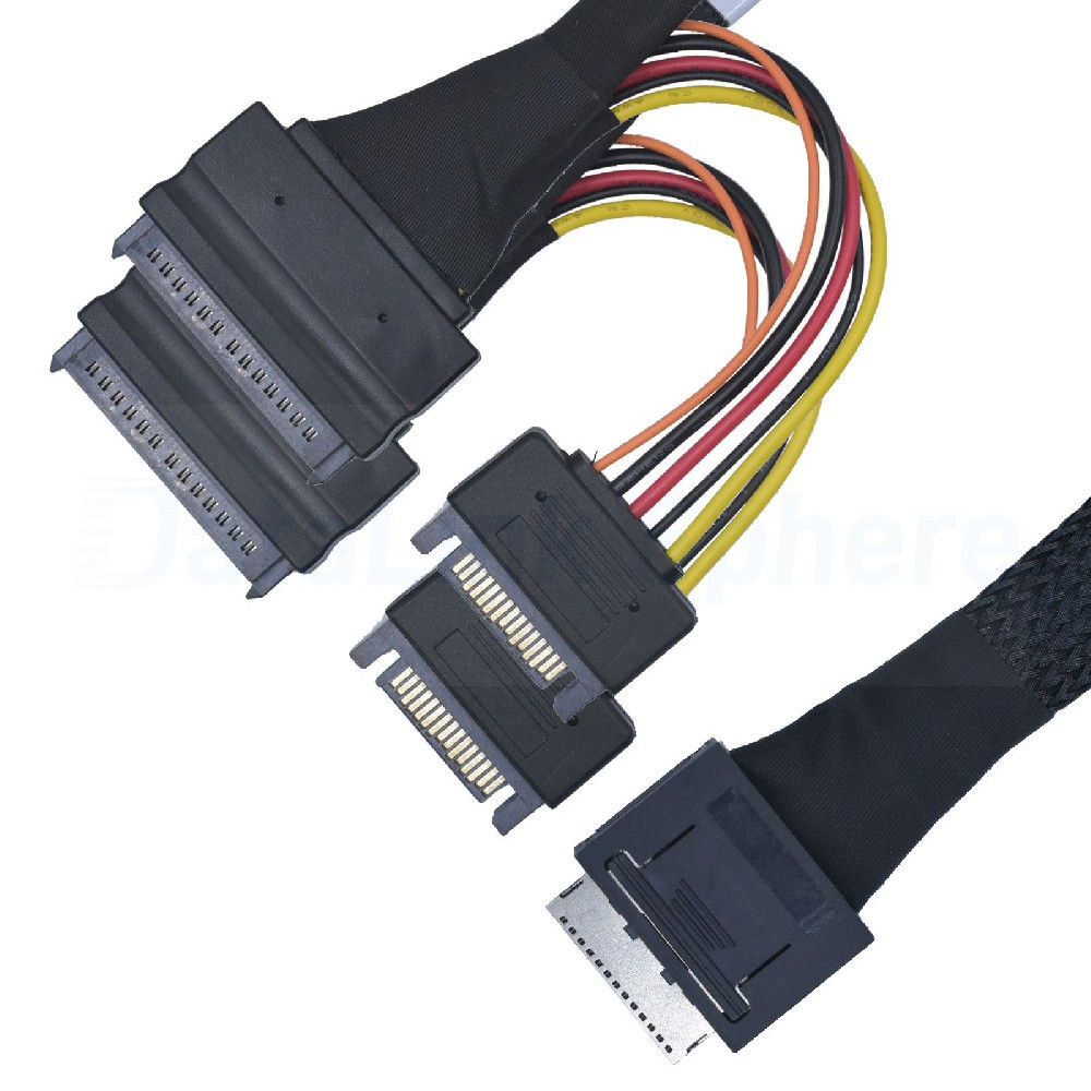 PCIe 4.0 Oculink SFF-8611 8x to 2 SFF-8639 U.2 Cable